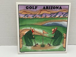 Golf Arizona Pot holder Hot Pad Porcelain Hand Painted Wall Deco New - £4.35 GBP