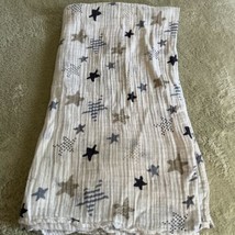 Aden Anais Boys White Blue Gray Stars Large Swaddle Baby Blanket - $12.25