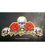 Small 3 skulls plus roses biker patch - £3.32 GBP
