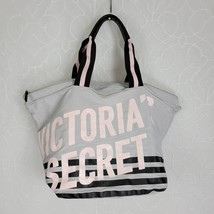 Victoria&#39;s Secret Women&#39;s Tote Bag Gray Logo Printed Beach Casual Zip 11129251 - $23.03