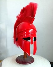 Médiévale Romain Corinthien Casque Main Peint Rouge Finition avec Plume - £101.90 GBP