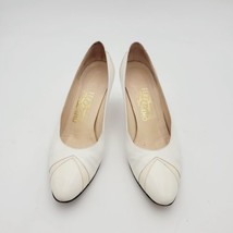 Vintage Salvatore Ferragamo High Heels 8.5 AA White Leather Pumps - £44.06 GBP