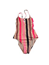 Xhilaration Womens Swimsuit Size Small One Piece Pink Stripe Bathing Suit - $14.85