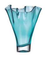 Exquisite Organics Ruffle Turquoise Crystal 12" Vase by Lenox ! - $124.95