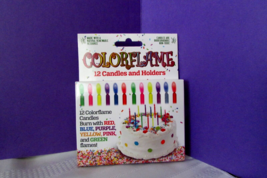 Colorflame 12 Candles And Holders, Birthdays, Parties Price Each (Fox) - £6.33 GBP