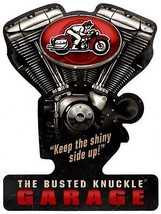 The Busted Knuckle Garage Retro Decor Plasma Cut Metal Sign (21&quot; by 16&quot;) - £31.45 GBP