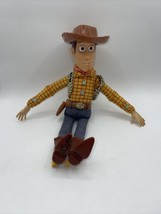 Toy Story Disney **WORKING** Talking Woody Doll Pull String 15” W/ Hat Pixar - £19.72 GBP