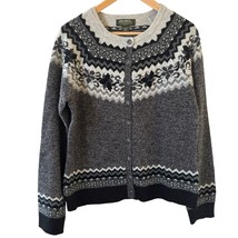 Eddie Bauer Women Nordic Sweater L Lambs Wool Cardigan Outdoors Holiday ... - $551.60 MXN