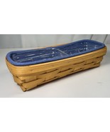 Longaberger Cracker Bread Basket Storage Organizer Blue Liner Protectors... - $27.71