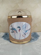 Vintage Ice Bucket Tan Padded Flying Mallard Ducks by Norman R Wamer 8&quot; - £14.82 GBP