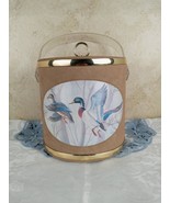 Vintage Ice Bucket Tan Padded Flying Mallard Ducks by Norman R Wamer 8&quot; - £14.58 GBP