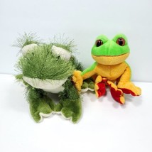 Webkinz Ganz Tree Frog Plush Stuffed Animal No Code Green Yellow Lot Of 2 Furry - £18.19 GBP