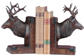Bookends Bookend MOUNTAIN Lodge Majestic Elk Head Oxblood Red Resin - £239.00 GBP