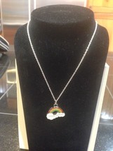 Lgbt Silver Necklace 18&quot; Rainbow Charm Flag Pride Gay Lesbian Bisexual So Cute - £7.98 GBP