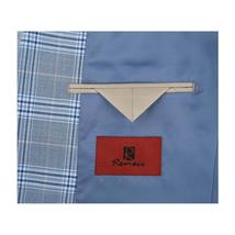 Mens Suit RENOIR English Plaid Window Pane Stretch Slim Fit Comfort 293-3 Blue image 6