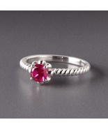 Beautiful Sterling Silver Spiral Band July Ruby Birthstone Ring by Lenox ! - $163.34 CAD