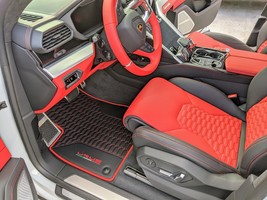 Lamborghini Urus Eco Leather Floor Mats, Matching Trunk Black/ Rosso Rea Red - £937.93 GBP