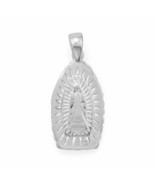 Holy Mother Mary Miraculous Medal Marian Cross Oblong Pendant 14k White ... - £68.81 GBP