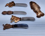 Copper &amp; Stainless Spreader Cheese Butter Knife Set - VERY UNUSUAL - Vin... - $17.29
