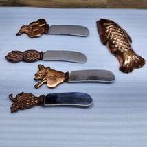 Copper &amp; Stainless Spreader Cheese Butter Knife Set - VERY UNUSUAL - Vin... - $17.29