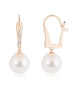 ANGARA Freshwater Pearl Leverback Earrings in 14K Solid Gold (Grade: AAA... - $1,273.86