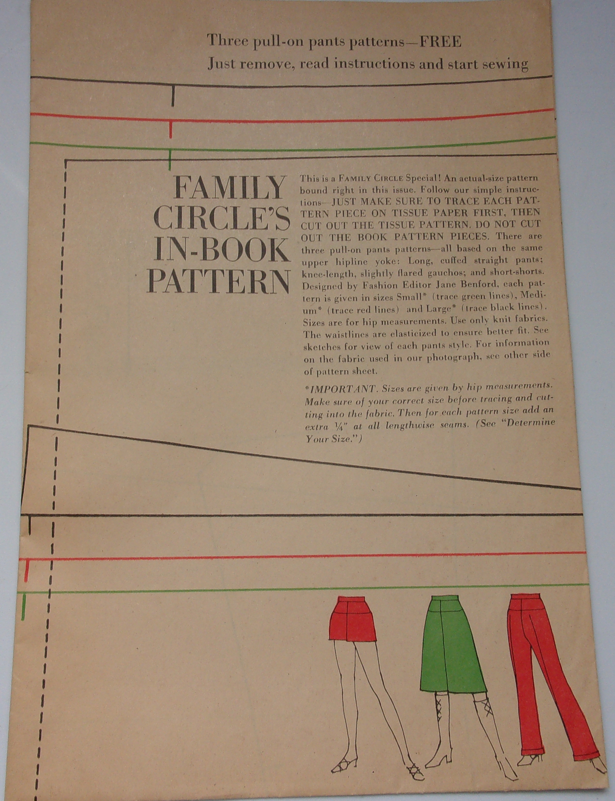  Vintage Family Circle In Book Pattern Misses’ Pants Skirt Shorts  - $1.99