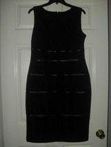 Kasper New Womens Black Faux Leather Stripes Sheath Dress    12P  - £39.37 GBP
