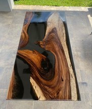 Custom Order Black Epoxy TableTop Handmade Live Edge Wood Dining Table H... - £430.73 GBP+