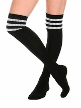 Angelique Womens Athletic Ribbed Striped Active Thigh High Stockings - £14.26 GBP