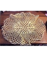 Pair Vintage Yellow Oval Crochet Doilies - $5.89