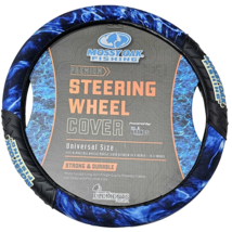 Mossy Oak Fishing Premium Steering Wheel Cover Universal Size Blue Black - $29.99