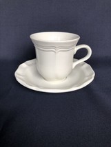 Mikasa French Countryside F 9000 Coffee Mug Tea Cup W/ Saucer Off White Scallops - £2.32 GBP