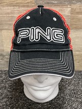 PING Golf Embroidered Distressed Red/Black Adjustable Strapback Trucker ... - £12.93 GBP