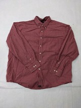 Izod Mens Shirt Sz XL Sueded Poplin Red Plaid  - $11.68