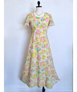 Vintage 70s Party Prom Maxi Dress XS Empire Bust Pastel Floral Musee Des... - $94.91 CAD