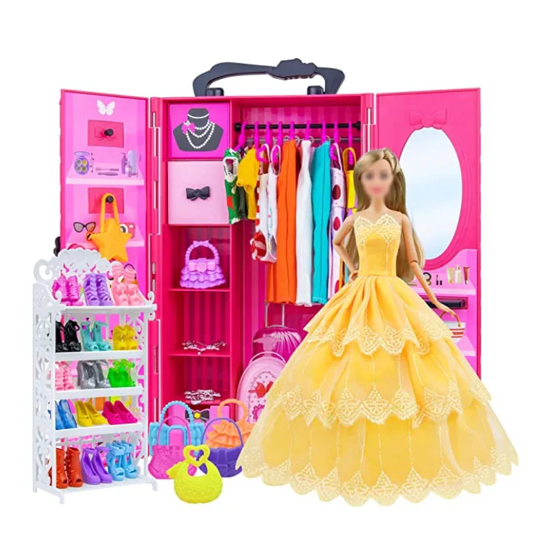 Pretty Princess Closet for 30cm Barbie Dolls 65pcs Clothes and Accessories - £28.14 GBP+