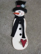 8363B-Snowman Blue Scarf Wood Hanging Sign  - £7.97 GBP