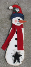 8363R-Red Scarf Snowman Wood Hanging Sign  - £7.97 GBP