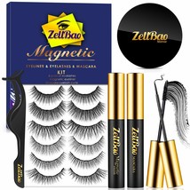 Magnetic Eyeliner Eyelashes Mascara Kit ZellBao 6 pairs Eyelashes Curler... - £10.08 GBP