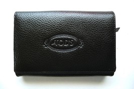 Tods Black Leather Pebbled Wallet Multi Compatments - £149.06 GBP