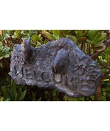 Vintage Marble Composite Rabbits Welcome Goodbye Antiqued Bunny Garden S... - £61.90 GBP
