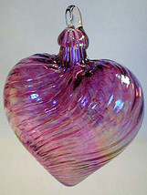 GlassEye Studio ARTGLASS CRANBERRY TWIST HEART Ornament One of A Kind - £25.47 GBP