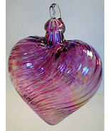 GlassEye Studio ARTGLASS CRANBERRY TWIST HEART Ornament One of A Kind - £25.57 GBP