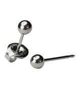 Long Post 14 kt White Gold 4 mm Round Ball Studs Ear Piercing Earrings S... - €20,72 EUR