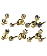 Ear Piercing Earrings 6 Pairs of 4mm 16ga Thick Post Gold Studex Studs H... - £6.80 GBP