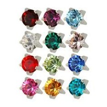 Universal Assorted Birthstars Silver Cartilage Earring Stud Hypoallergenic Surgi - $18.00