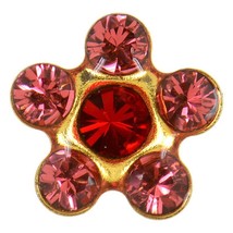 Studex Sensitive Regular Ruby and Padparadscha Crystal Daisy Gold Plated Stud Ea - £4.95 GBP
