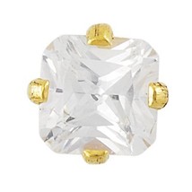 Sensitive Gold Plated Tiffany 4 X 4 Cubic Zirconia Princess Cut Cartilage Earrin - £7.96 GBP