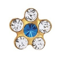 Sensitive Gold Plated Daisy April Crystal Sapphire Cartilage Earring Stud Hypoal - £7.98 GBP
