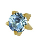 March Universal Ear Piercing Birthstars 12 Pair Aquamarine 24 K Gold - $26.01 CAD